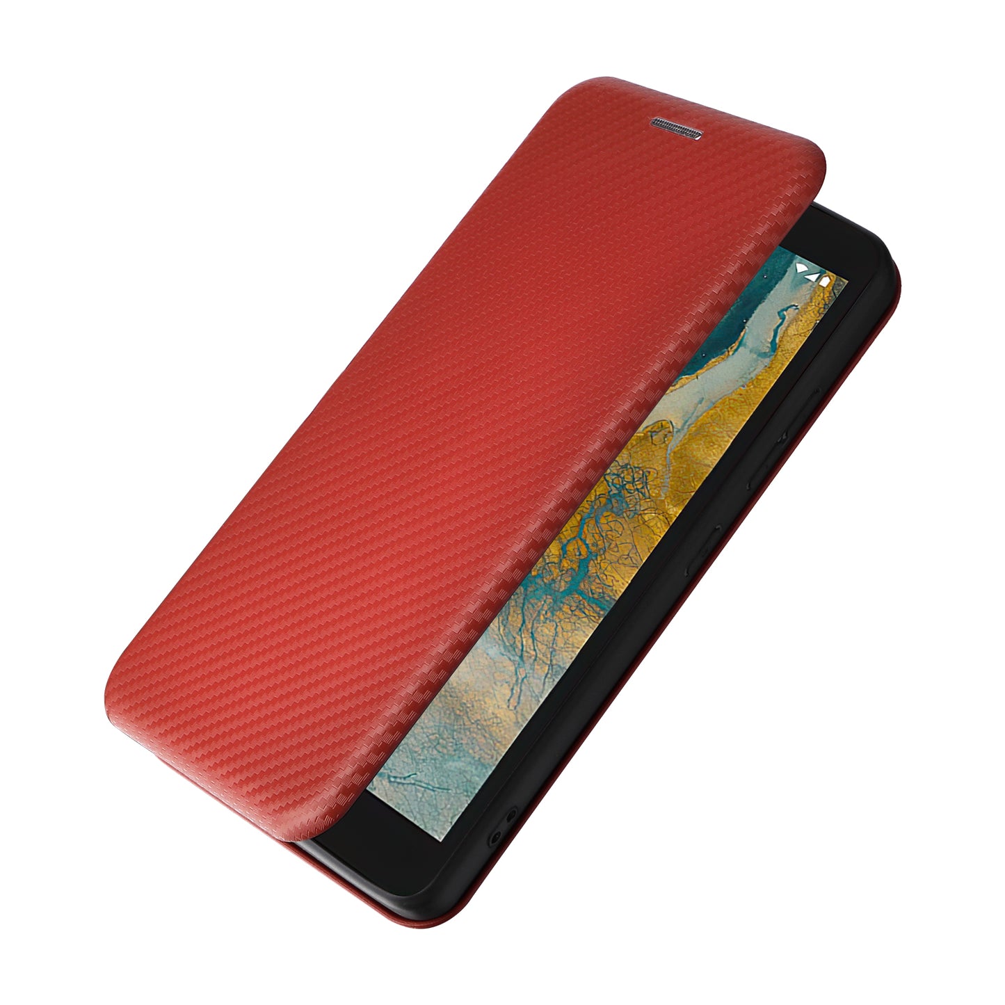 For Nokia C02 Card Holder PU Leather+TPU Phone Case Carbon Fiber Texture Stand Cover