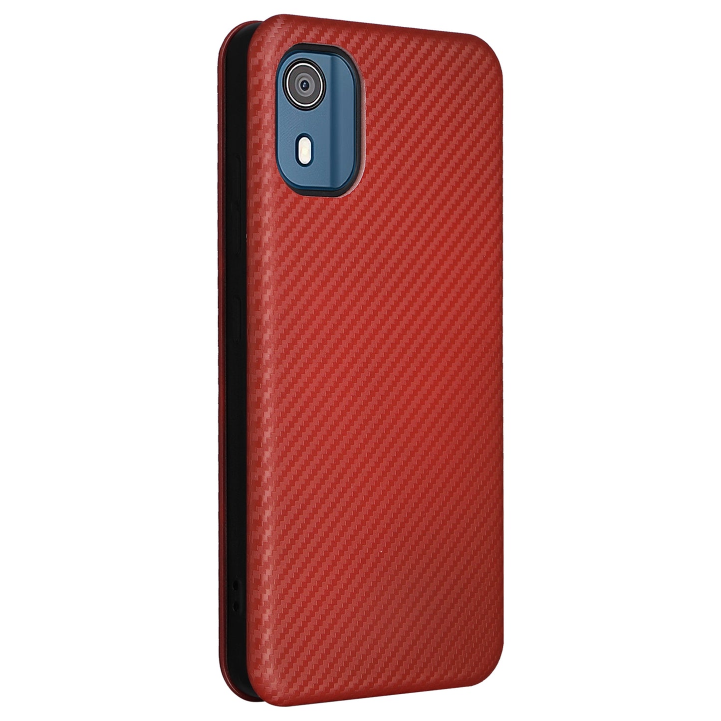 For Nokia C02 Card Holder PU Leather+TPU Phone Case Carbon Fiber Texture Stand Cover