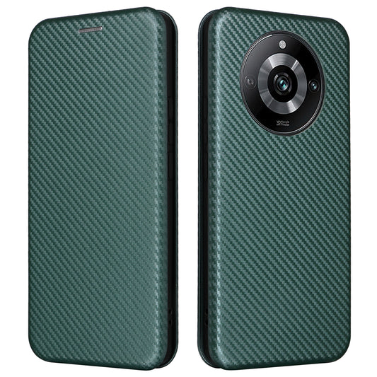 Leather Phone Case for Realme 11 Pro 5G / 11 Pro+ 5G Card Holder Carbon Fiber Texture Stand Cover