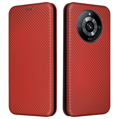 Leather Phone Case for Realme 11 Pro 5G / 11 Pro+ 5G Card Holder Carbon Fiber Texture Stand Cover