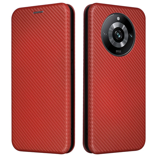 Leather Phone Case for Realme 11 Pro 5G / 11 Pro+ 5G Card Holder Carbon Fiber Texture Stand Cover