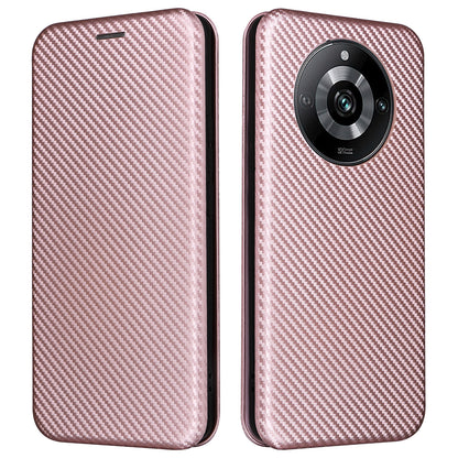Leather Phone Case for Realme 11 Pro 5G / 11 Pro+ 5G Card Holder Carbon Fiber Texture Stand Cover