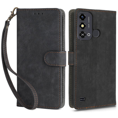 Smartphone Cover for ZTE Blade A53 / A53+ RFID Blocking Wallet PU Leather Stand Phone Case with Strap