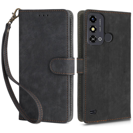 Smartphone Cover for ZTE Blade A53 / A53+ RFID Blocking Wallet PU Leather Stand Phone Case with Strap