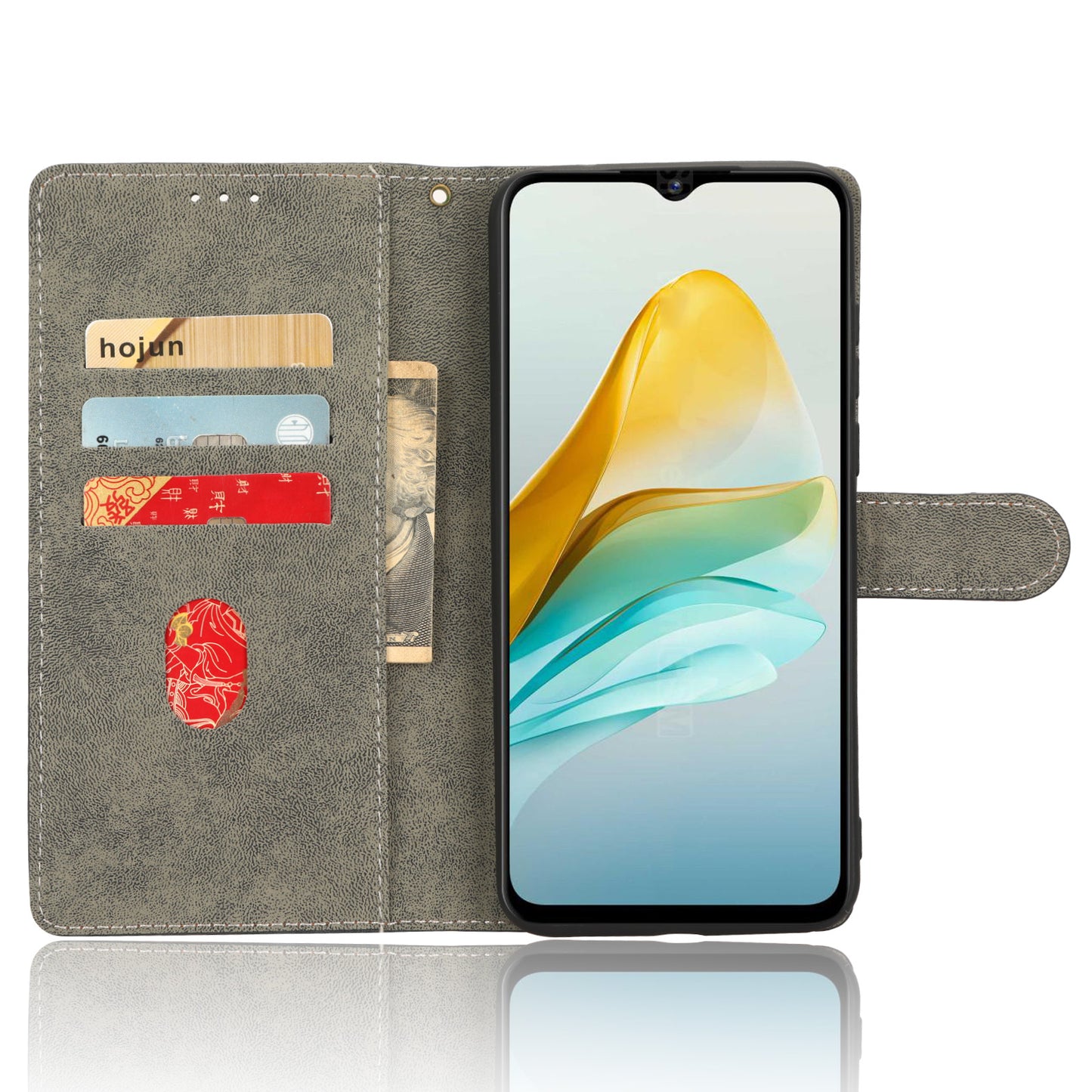 Smartphone Cover for ZTE Blade A53 / A53+ RFID Blocking Wallet PU Leather Stand Phone Case with Strap