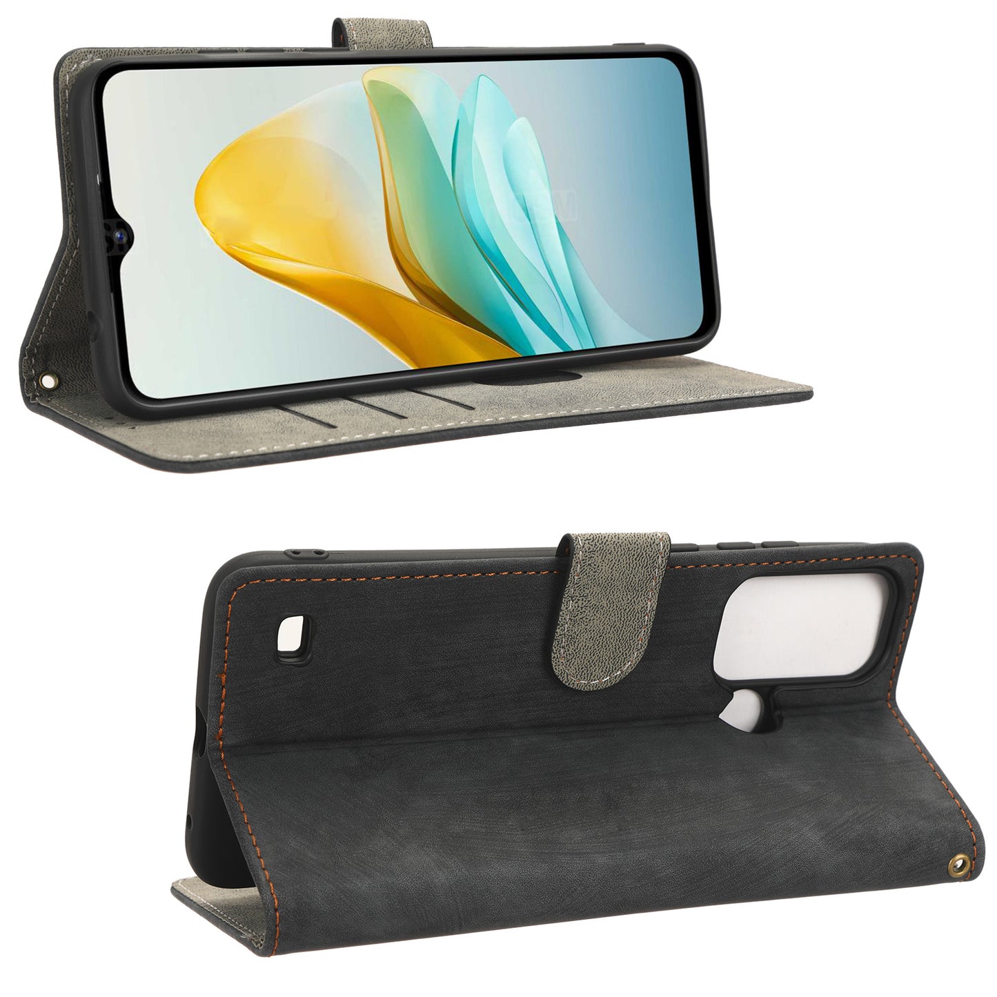 Smartphone Cover for ZTE Blade A53 / A53+ RFID Blocking Wallet PU Leather Stand Phone Case with Strap