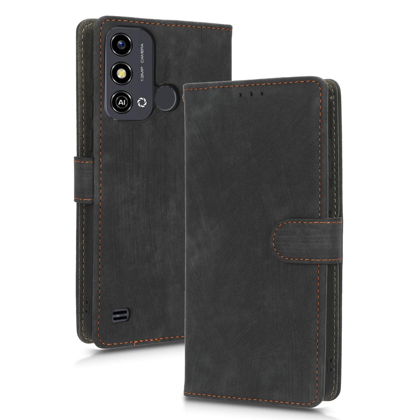 Smartphone Cover for ZTE Blade A53 / A53+ RFID Blocking Wallet PU Leather Stand Phone Case with Strap
