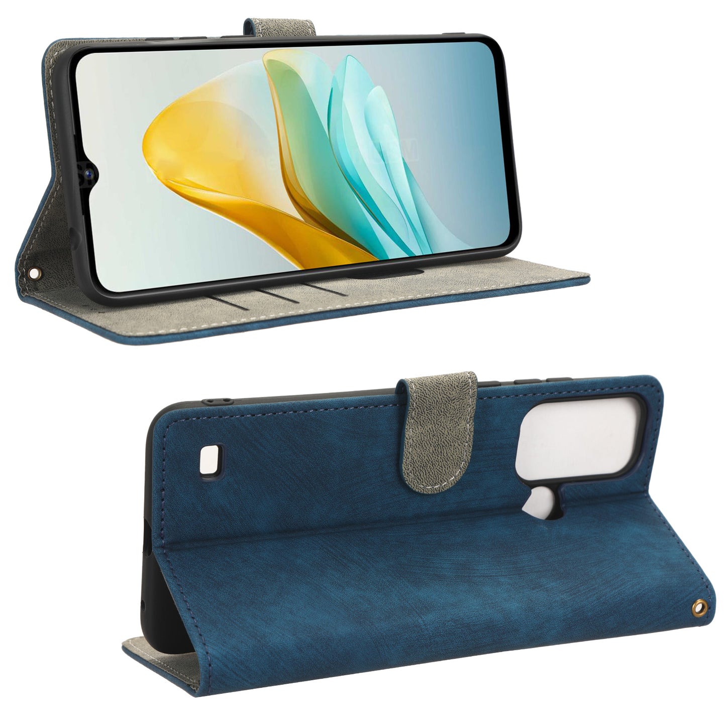 Smartphone Cover for ZTE Blade A53 / A53+ RFID Blocking Wallet PU Leather Stand Phone Case with Strap