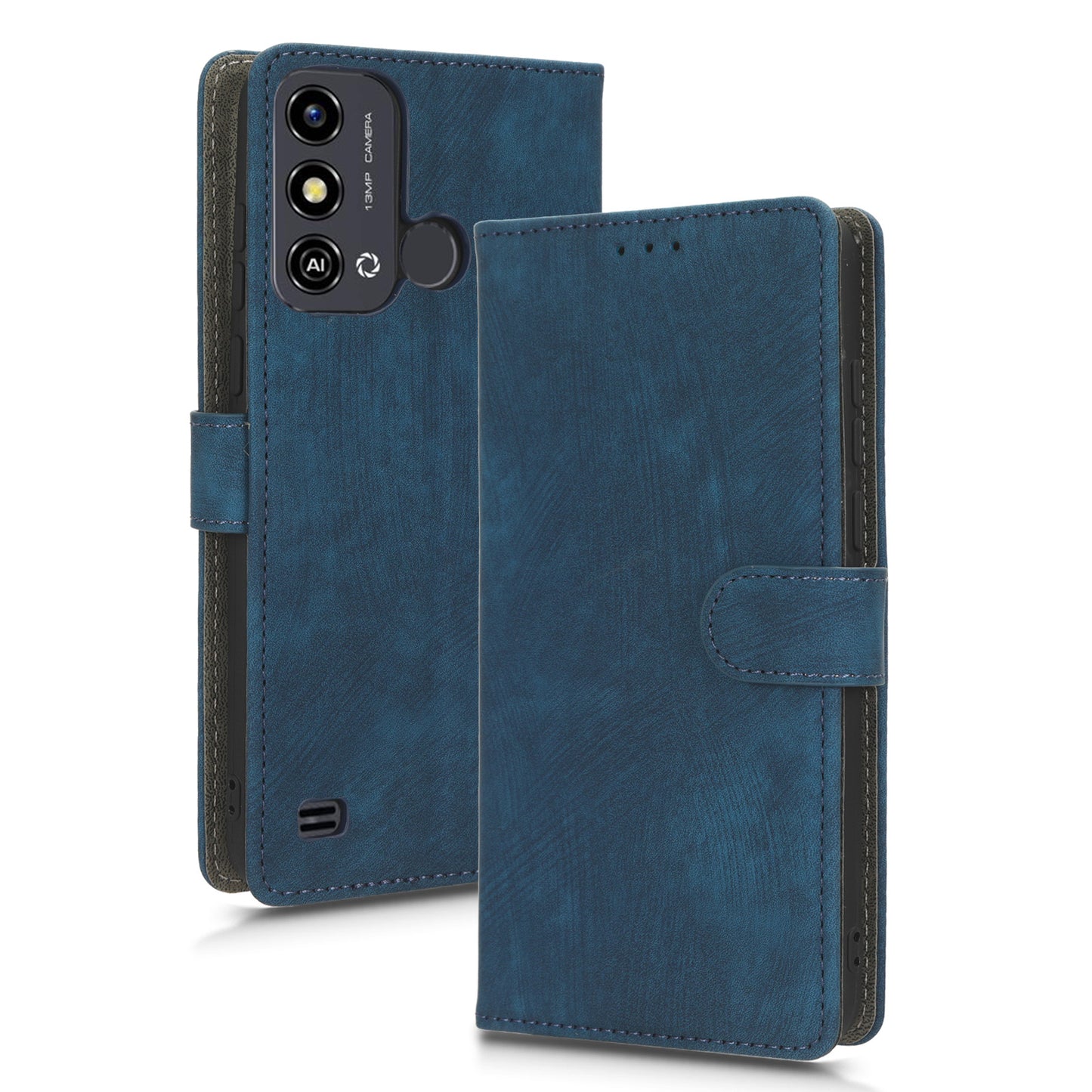 Smartphone Cover for ZTE Blade A53 / A53+ RFID Blocking Wallet PU Leather Stand Phone Case with Strap