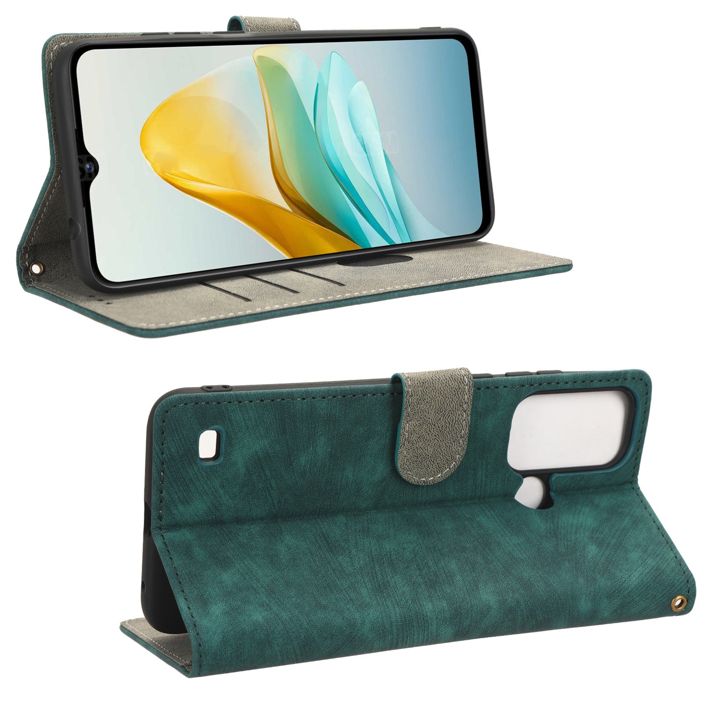 Smartphone Cover for ZTE Blade A53 / A53+ RFID Blocking Wallet PU Leather Stand Phone Case with Strap