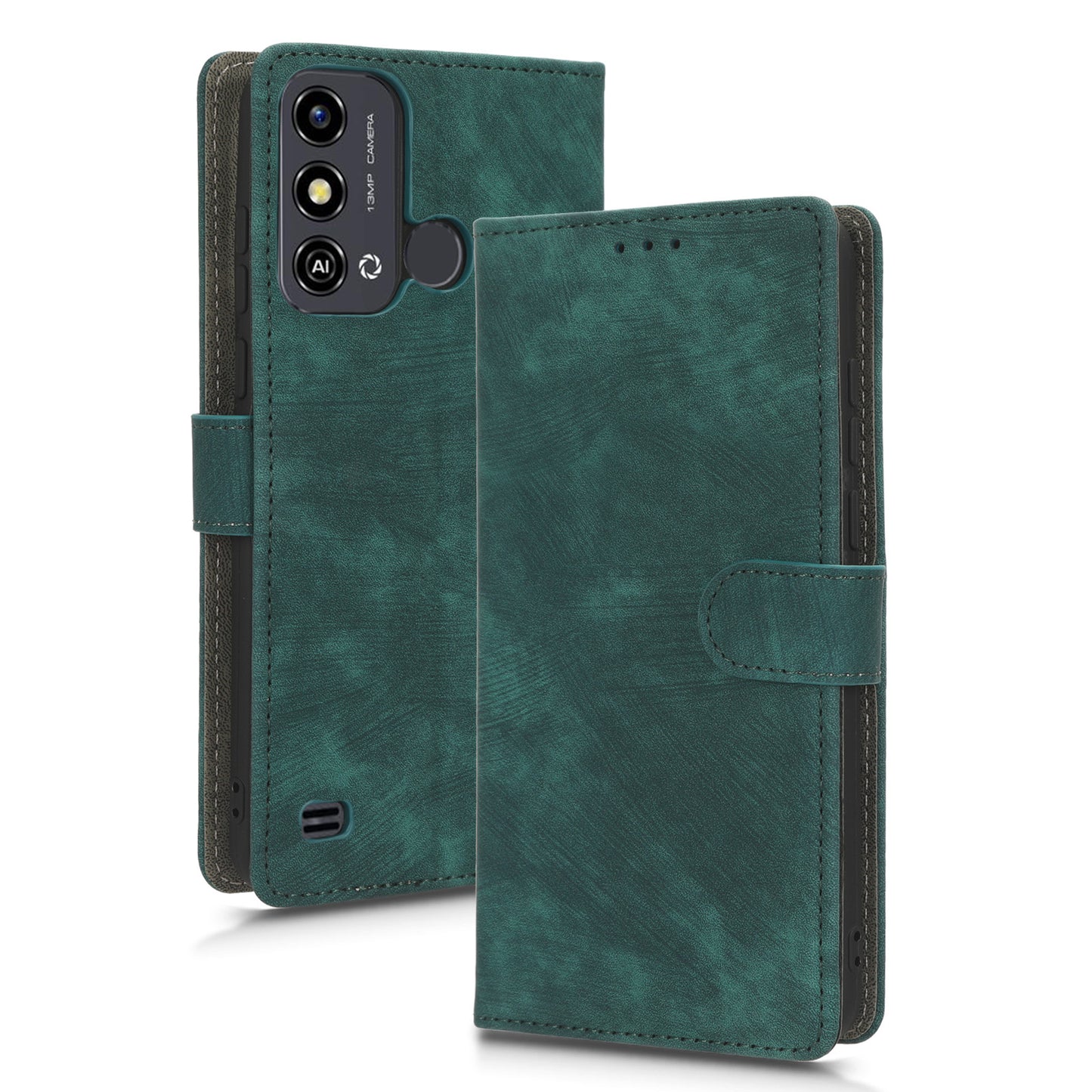 Smartphone Cover for ZTE Blade A53 / A53+ RFID Blocking Wallet PU Leather Stand Phone Case with Strap