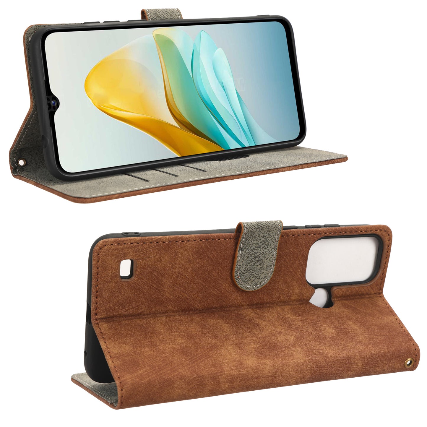 Smartphone Cover for ZTE Blade A53 / A53+ RFID Blocking Wallet PU Leather Stand Phone Case with Strap