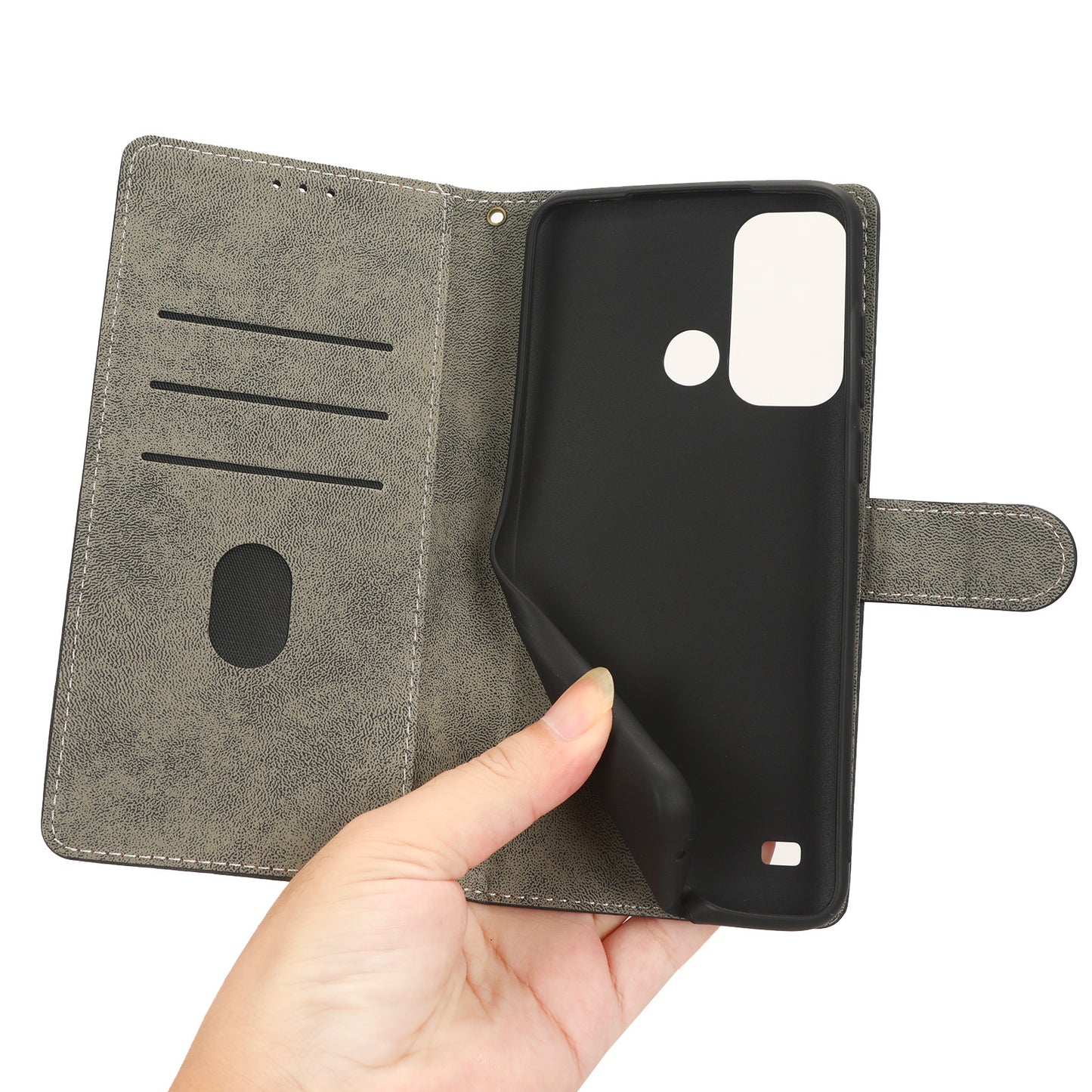 Smartphone Cover for ZTE Blade A53 / A53+ RFID Blocking Wallet PU Leather Stand Phone Case with Strap