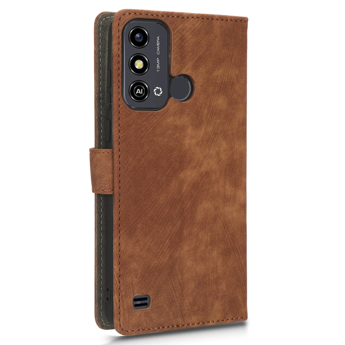 Smartphone Cover for ZTE Blade A53 / A53+ RFID Blocking Wallet PU Leather Stand Phone Case with Strap