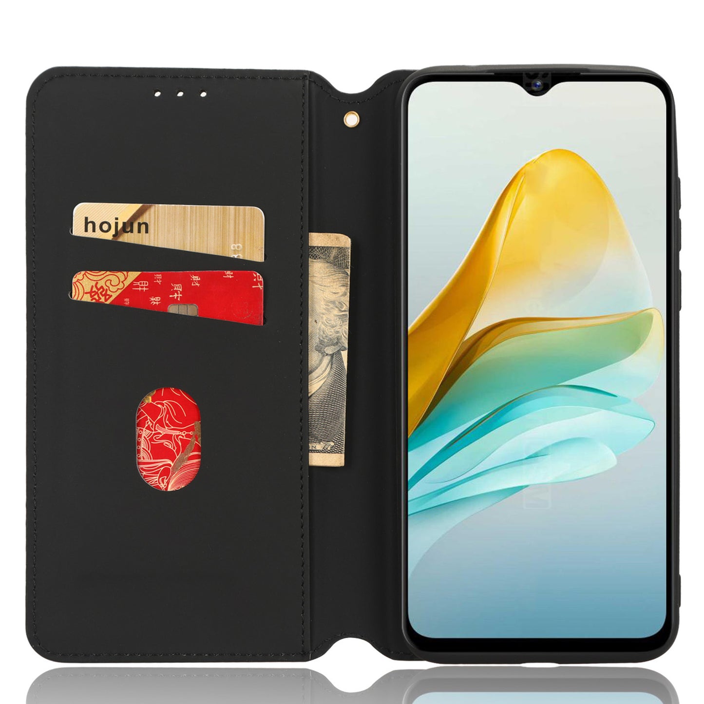 For ZTE Blade A53 / A53+ Rhombus Imprinted Shell PU Leather Stand Case Drop Resistant Phone Cover