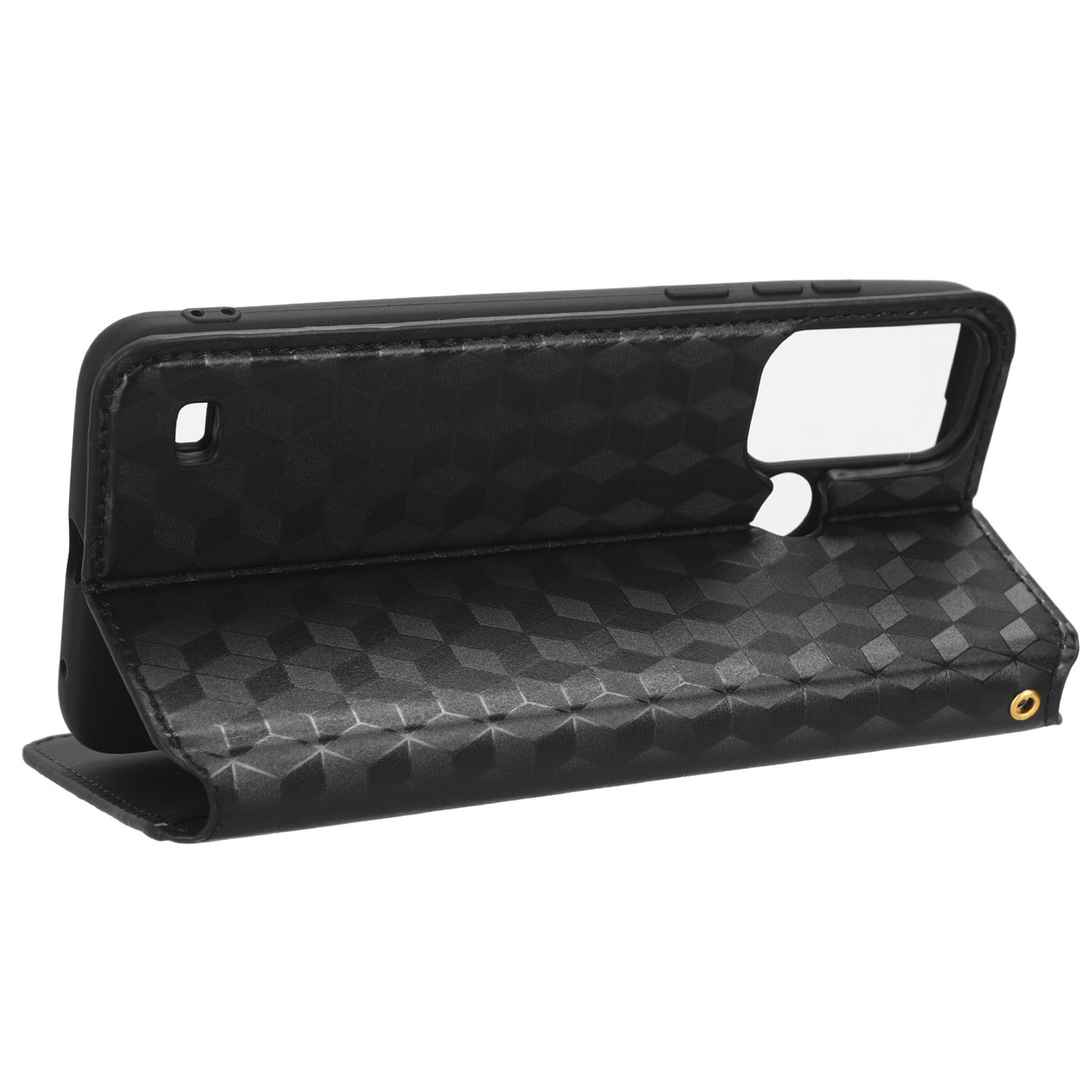 For ZTE Blade A53 / A53+ Rhombus Imprinted Shell PU Leather Stand Case Drop Resistant Phone Cover