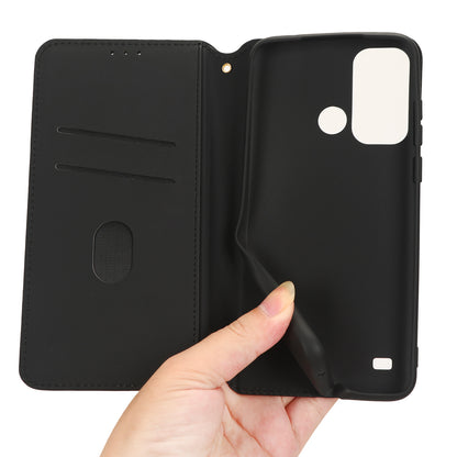 For ZTE Blade A53 / A53+ Rhombus Imprinted Shell PU Leather Stand Case Drop Resistant Phone Cover