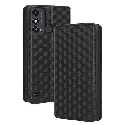 For ZTE Blade A53 / A53+ Rhombus Imprinted Shell PU Leather Stand Case Drop Resistant Phone Cover