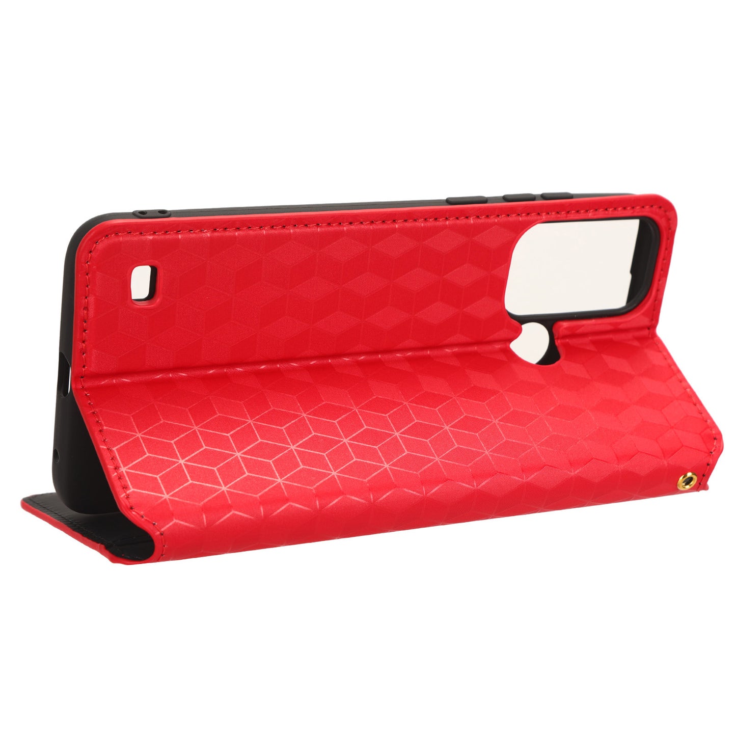 For ZTE Blade A53 / A53+ Rhombus Imprinted Shell PU Leather Stand Case Drop Resistant Phone Cover