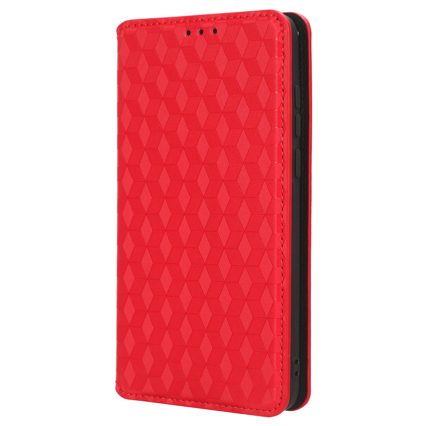 For ZTE Blade A53 / A53+ Rhombus Imprinted Shell PU Leather Stand Case Drop Resistant Phone Cover