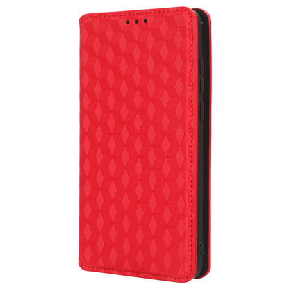 For ZTE Blade A53 / A53+ Rhombus Imprinted Shell PU Leather Stand Case Drop Resistant Phone Cover