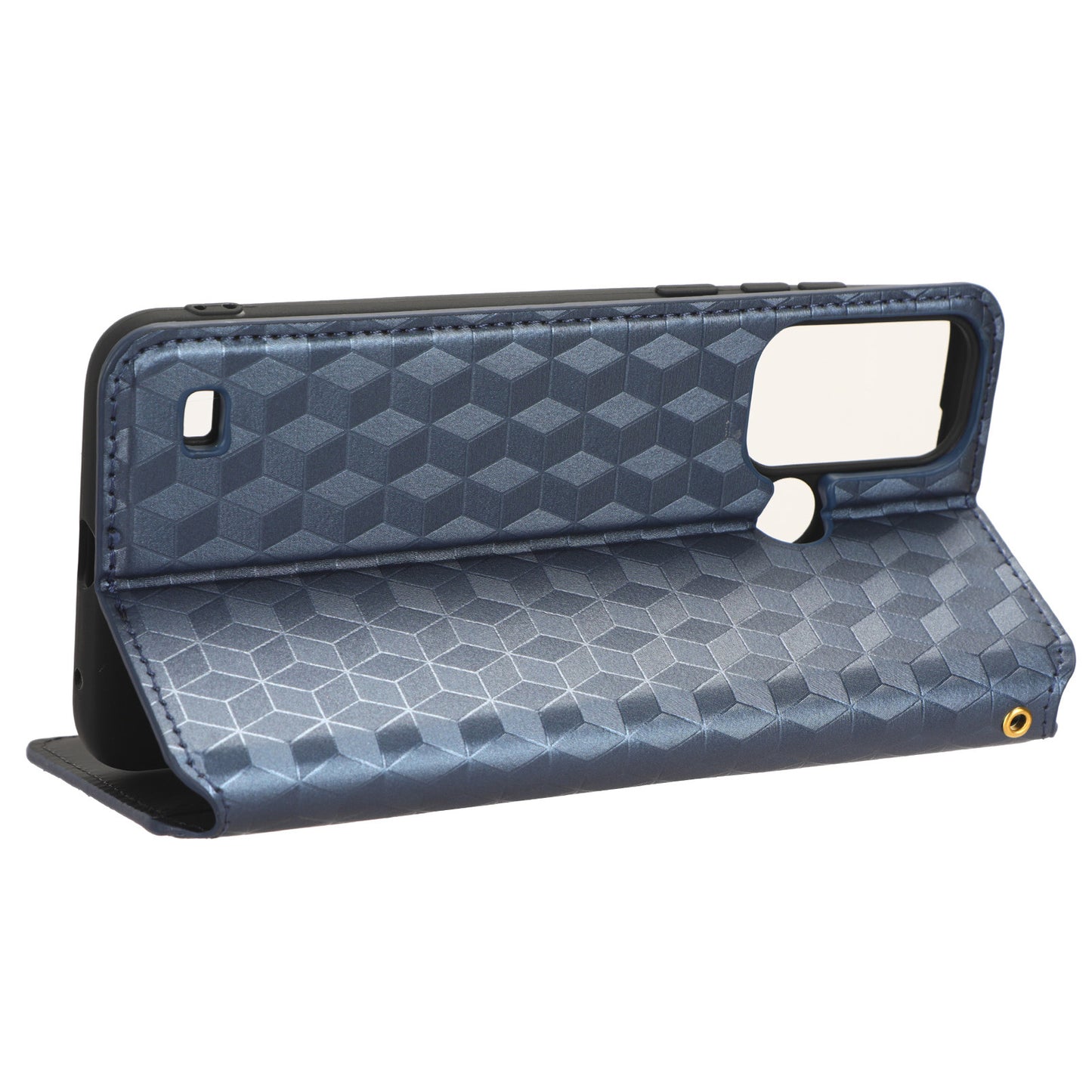 For ZTE Blade A53 / A53+ Rhombus Imprinted Shell PU Leather Stand Case Drop Resistant Phone Cover