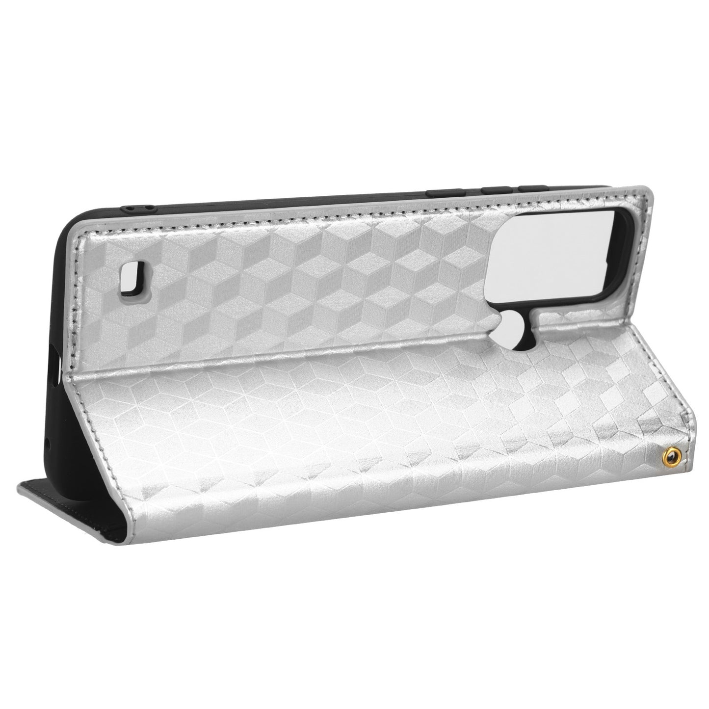 For ZTE Blade A53 / A53+ Rhombus Imprinted Shell PU Leather Stand Case Drop Resistant Phone Cover