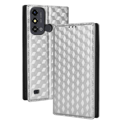 For ZTE Blade A53 / A53+ Rhombus Imprinted Shell PU Leather Stand Case Drop Resistant Phone Cover