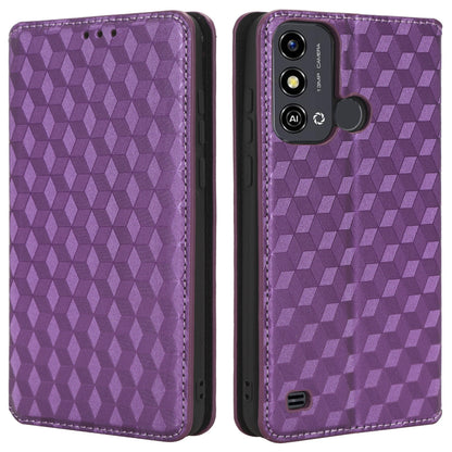 For ZTE Blade A53 / A53+ Rhombus Imprinted Shell PU Leather Stand Case Drop Resistant Phone Cover
