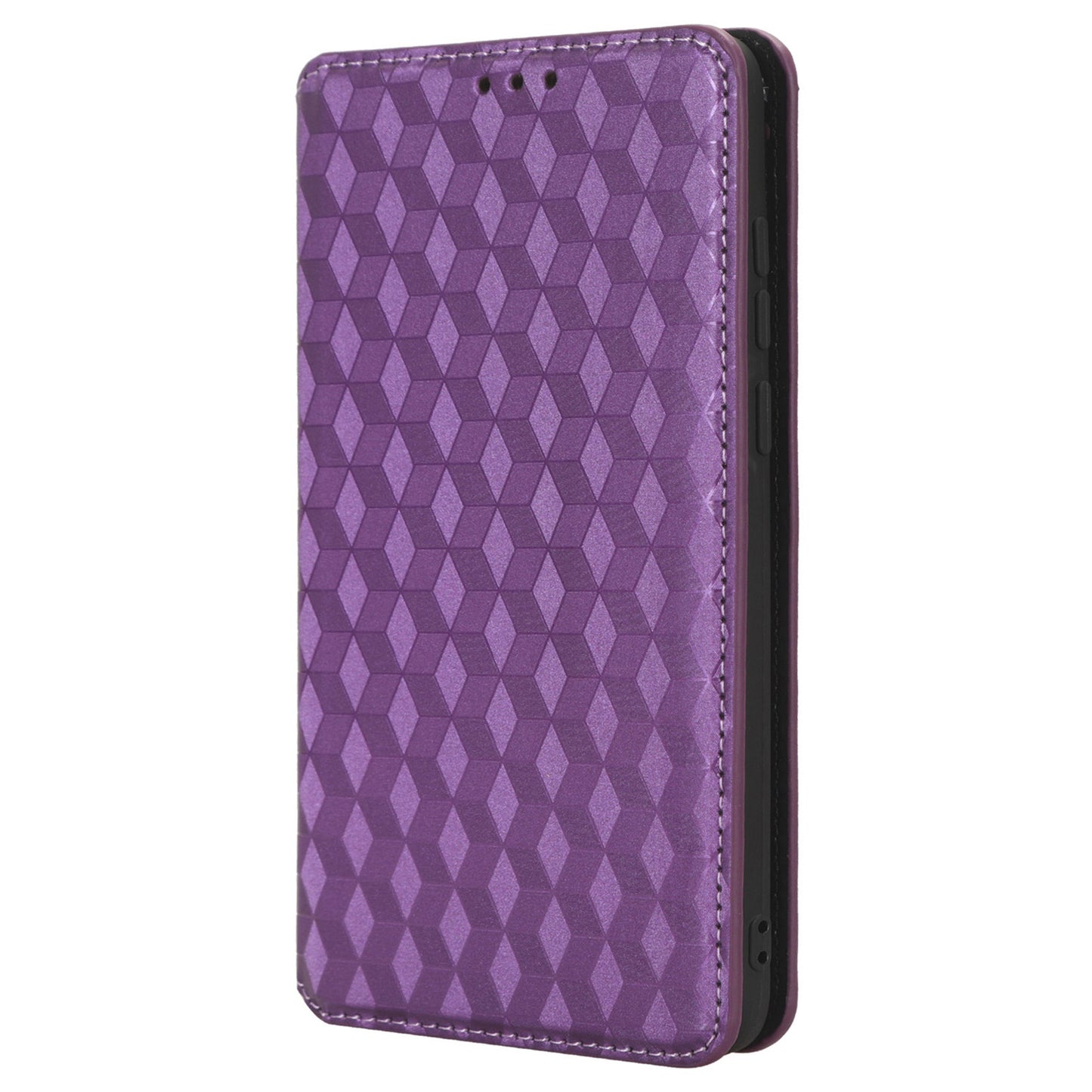 For ZTE Blade A53 / A53+ Rhombus Imprinted Shell PU Leather Stand Case Drop Resistant Phone Cover