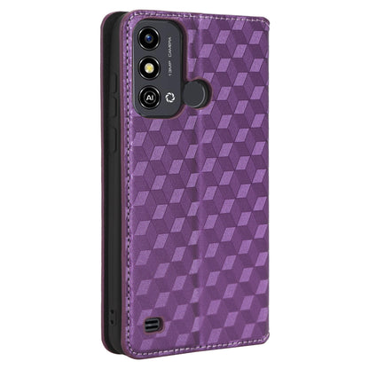 For ZTE Blade A53 / A53+ Rhombus Imprinted Shell PU Leather Stand Case Drop Resistant Phone Cover