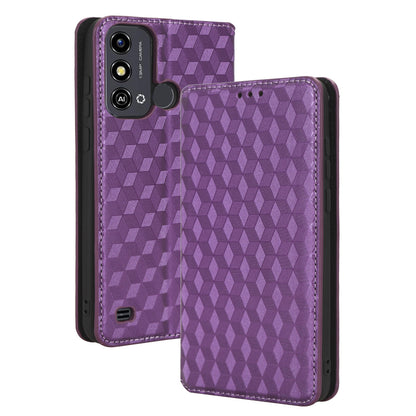 For ZTE Blade A53 / A53+ Rhombus Imprinted Shell PU Leather Stand Case Drop Resistant Phone Cover