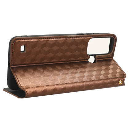 For ZTE Blade A53 / A53+ Rhombus Imprinted Shell PU Leather Stand Case Drop Resistant Phone Cover