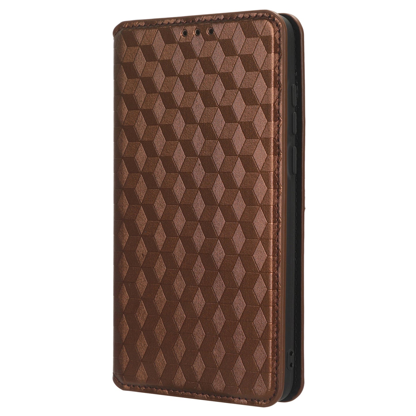 For ZTE Blade A53 / A53+ Rhombus Imprinted Shell PU Leather Stand Case Drop Resistant Phone Cover