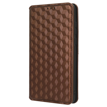 For ZTE Blade A53 / A53+ Rhombus Imprinted Shell PU Leather Stand Case Drop Resistant Phone Cover