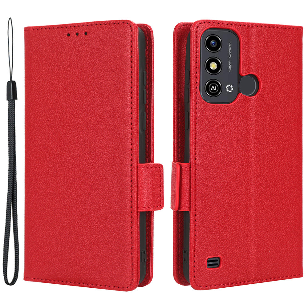 For ZTE Blade A53 / A53+ Litchi Texture Magnetic Closure Phone Case Wallet Stand PU Leather Cover