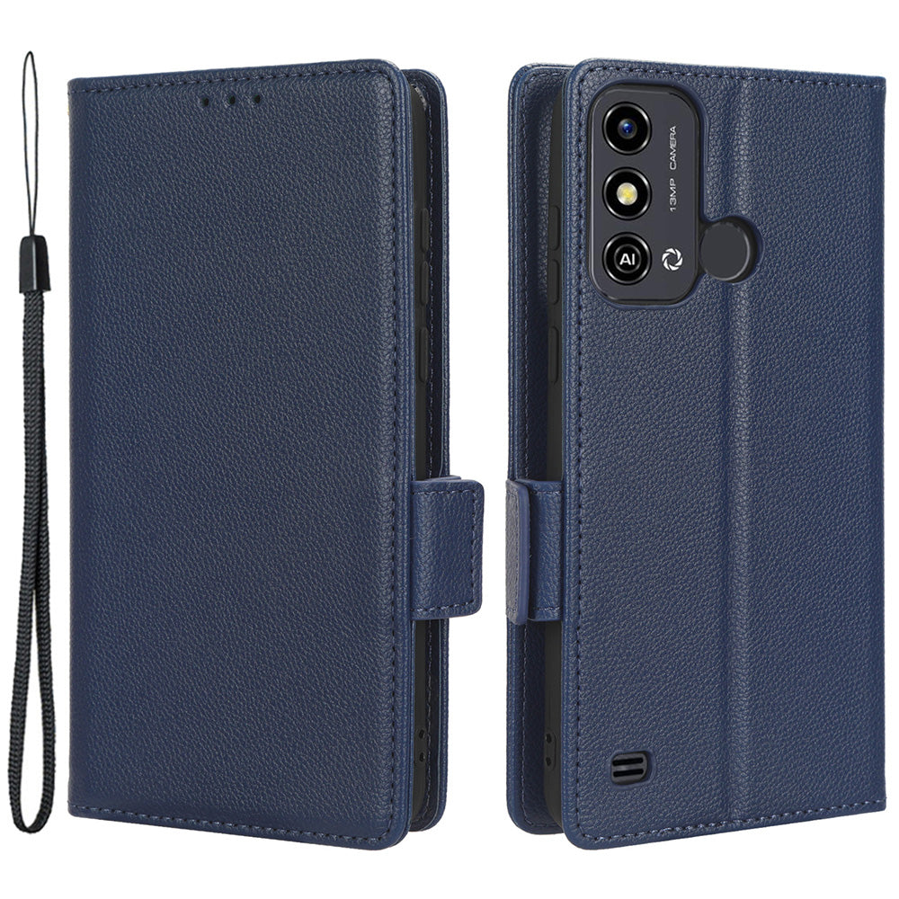 For ZTE Blade A53 / A53+ Litchi Texture Magnetic Closure Phone Case Wallet Stand PU Leather Cover