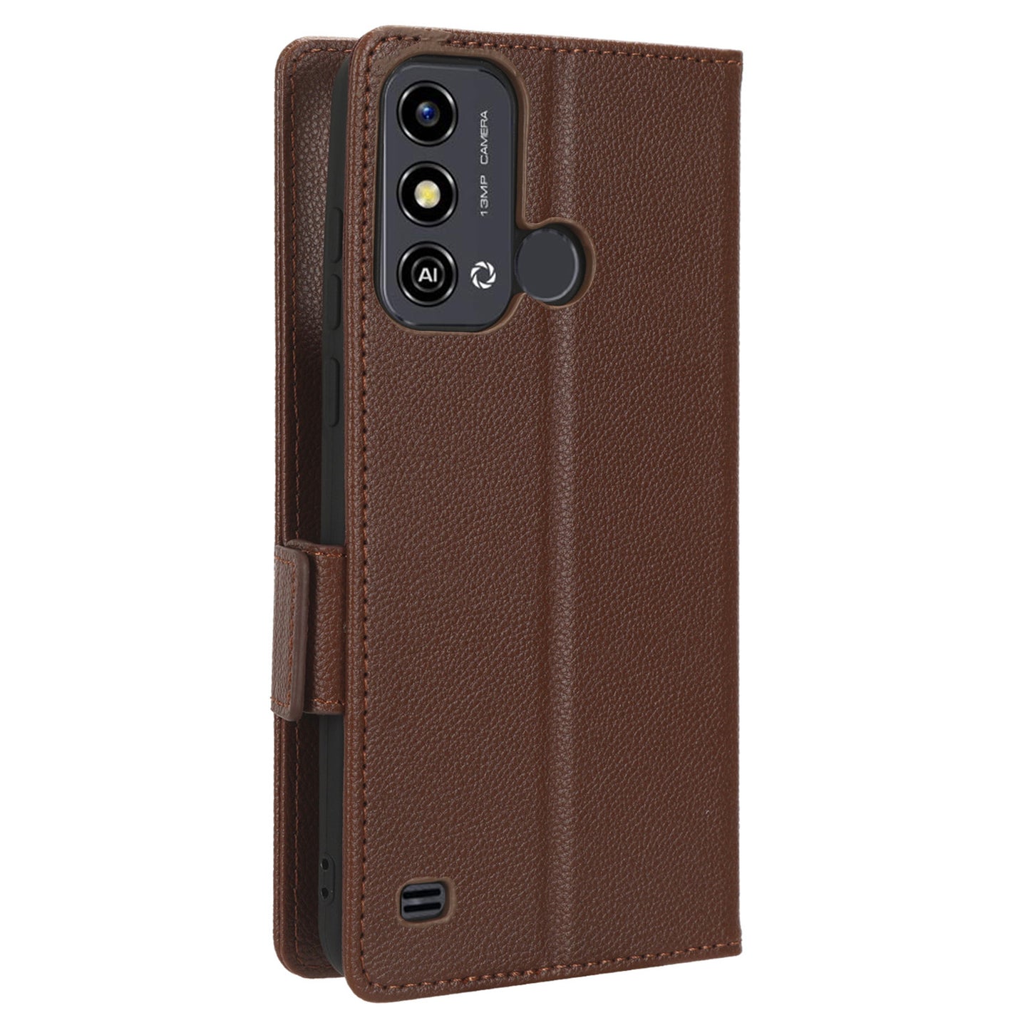 For ZTE Blade A53 / A53+ Litchi Texture Magnetic Closure Phone Case Wallet Stand PU Leather Cover