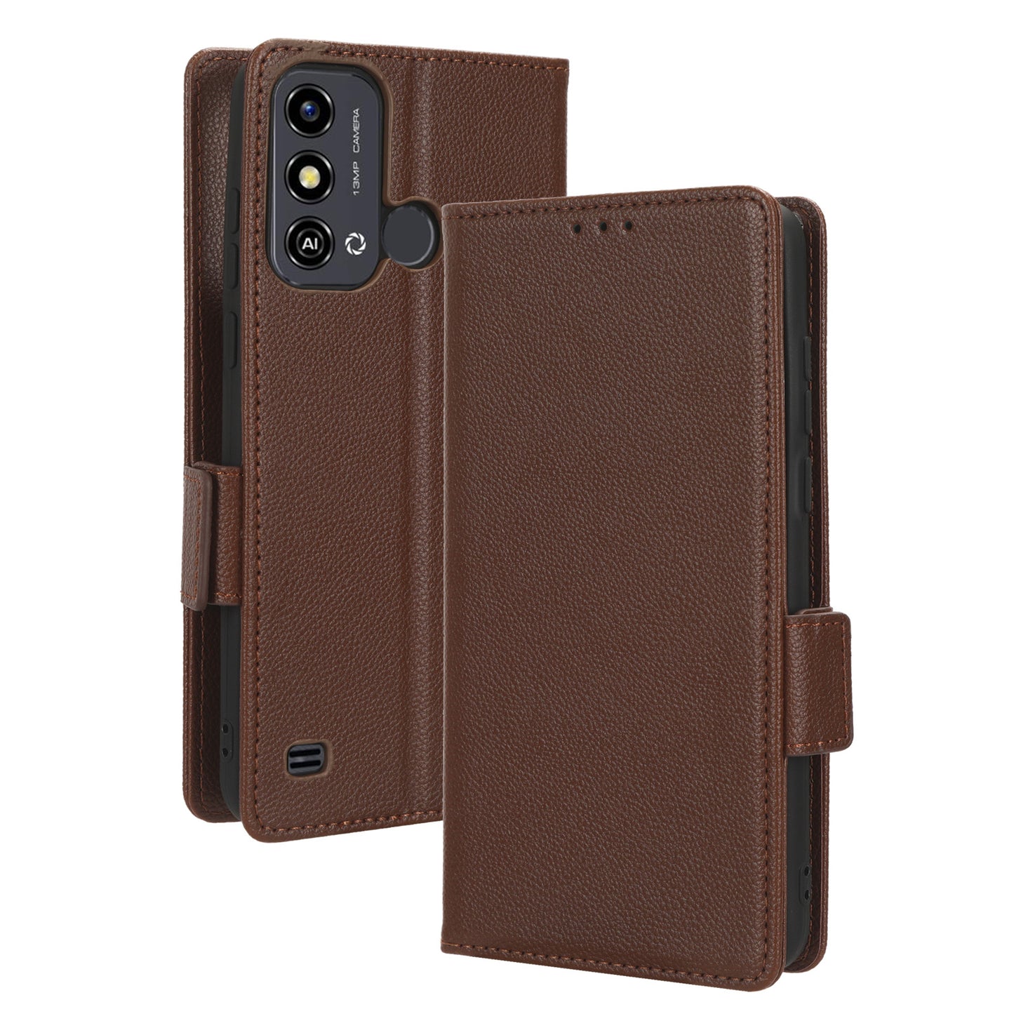 For ZTE Blade A53 / A53+ Litchi Texture Magnetic Closure Phone Case Wallet Stand PU Leather Cover