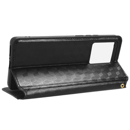 For Motorola Edge 40 5G Phone Cover Rhombus Imprinted Shell PU Leather Stand Fall Proof Case