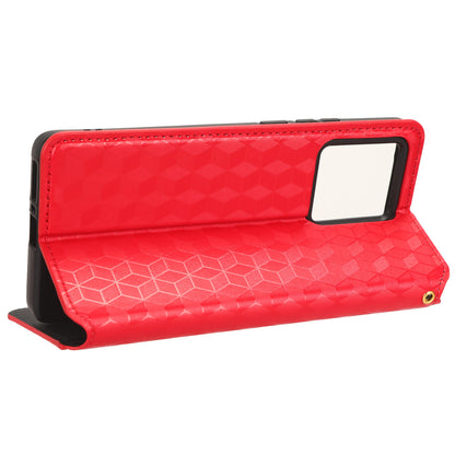 For Motorola Edge 40 5G Phone Cover Rhombus Imprinted Shell PU Leather Stand Fall Proof Case