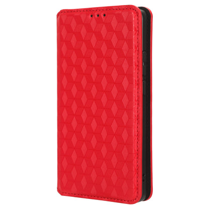 For Motorola Edge 40 5G Phone Cover Rhombus Imprinted Shell PU Leather Stand Fall Proof Case