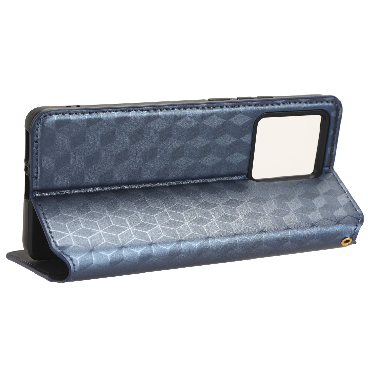 For Motorola Edge 40 5G Phone Cover Rhombus Imprinted Shell PU Leather Stand Fall Proof Case