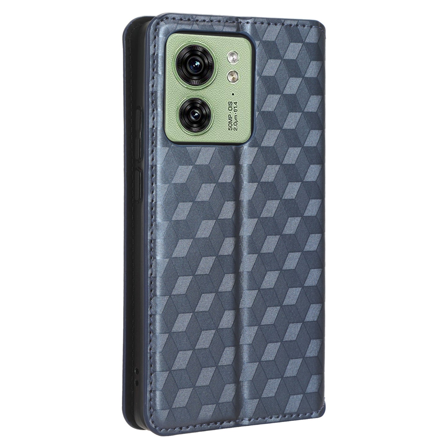 For Motorola Edge 40 5G Phone Cover Rhombus Imprinted Shell PU Leather Stand Fall Proof Case