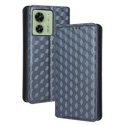 For Motorola Edge 40 5G Phone Cover Rhombus Imprinted Shell PU Leather Stand Fall Proof Case