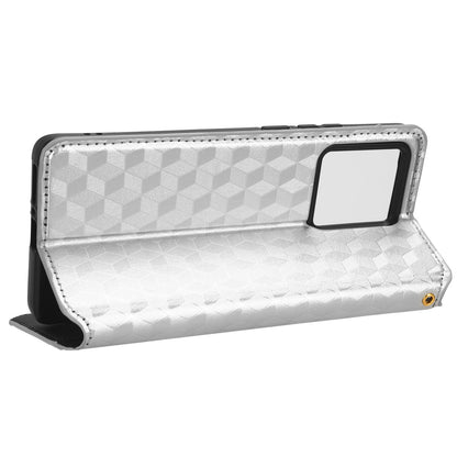 For Motorola Edge 40 5G Phone Cover Rhombus Imprinted Shell PU Leather Stand Fall Proof Case