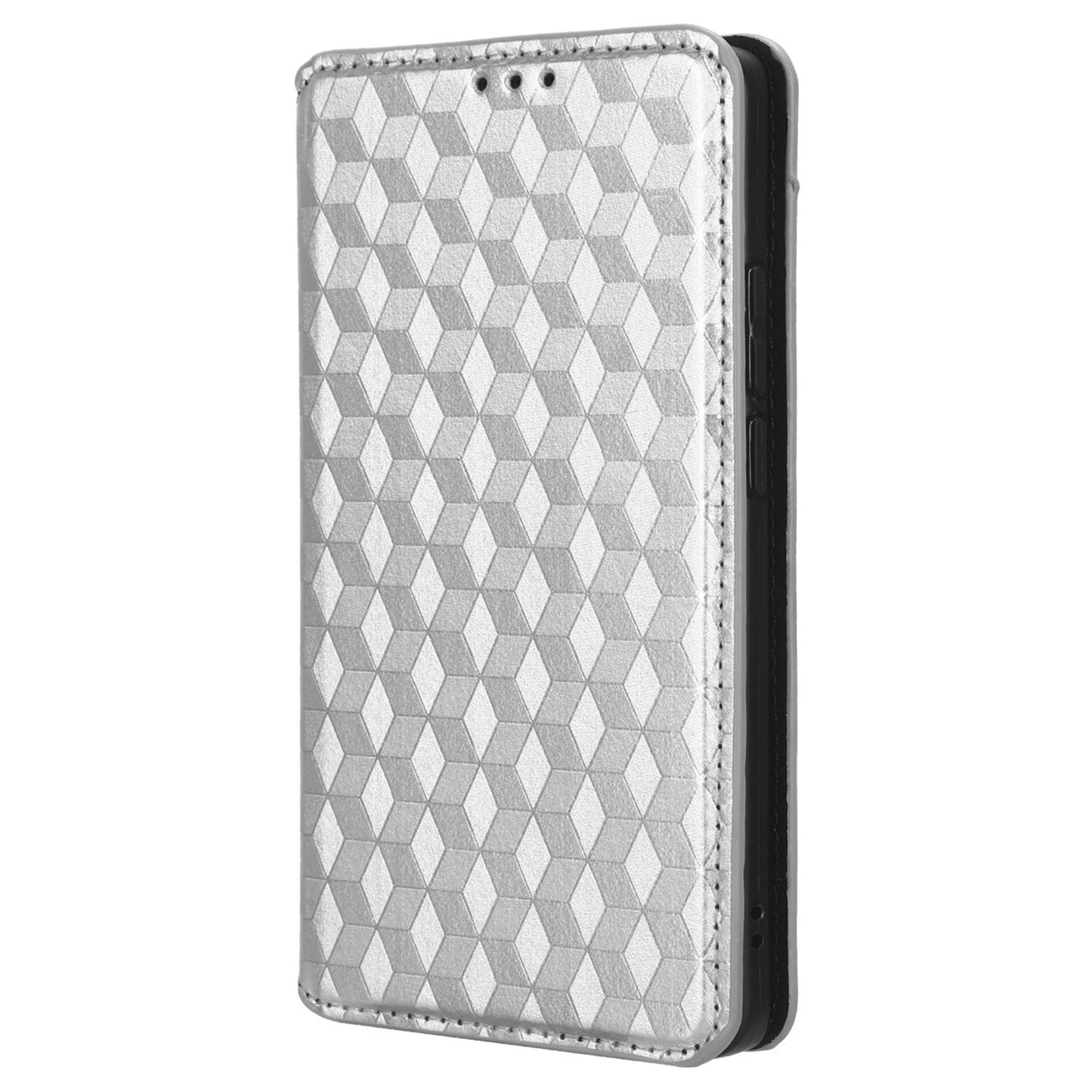For Motorola Edge 40 5G Phone Cover Rhombus Imprinted Shell PU Leather Stand Fall Proof Case