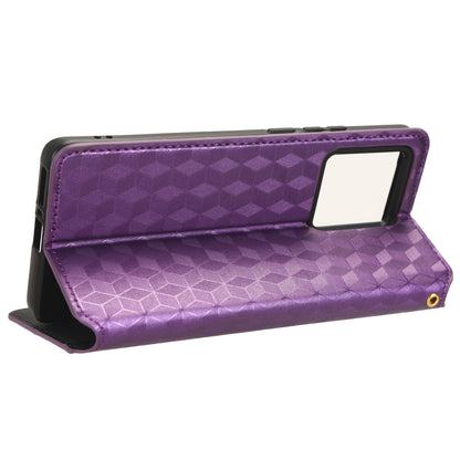 For Motorola Edge 40 5G Phone Cover Rhombus Imprinted Shell PU Leather Stand Fall Proof Case