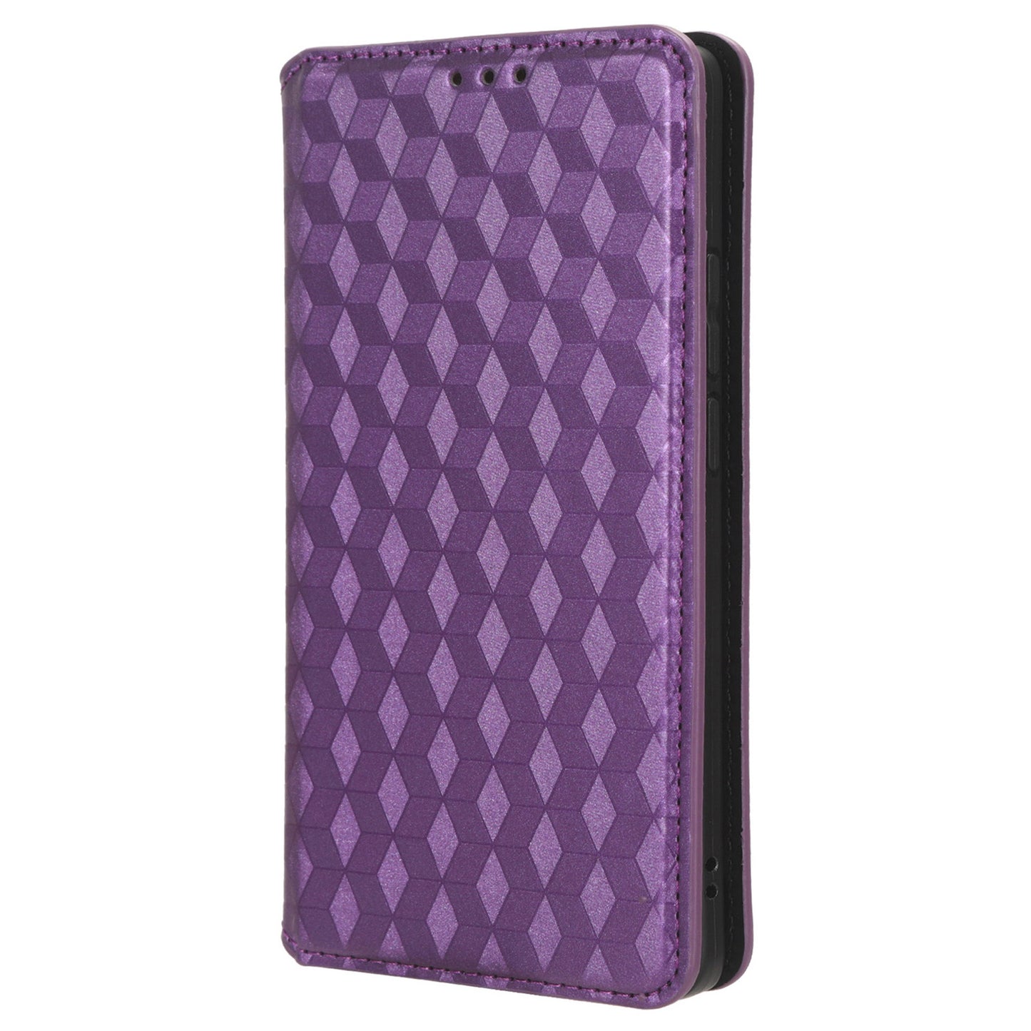 For Motorola Edge 40 5G Phone Cover Rhombus Imprinted Shell PU Leather Stand Fall Proof Case