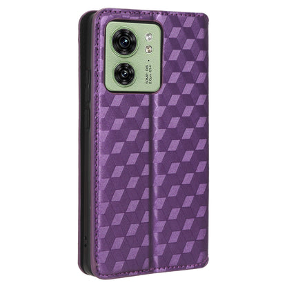 For Motorola Edge 40 5G Phone Cover Rhombus Imprinted Shell PU Leather Stand Fall Proof Case